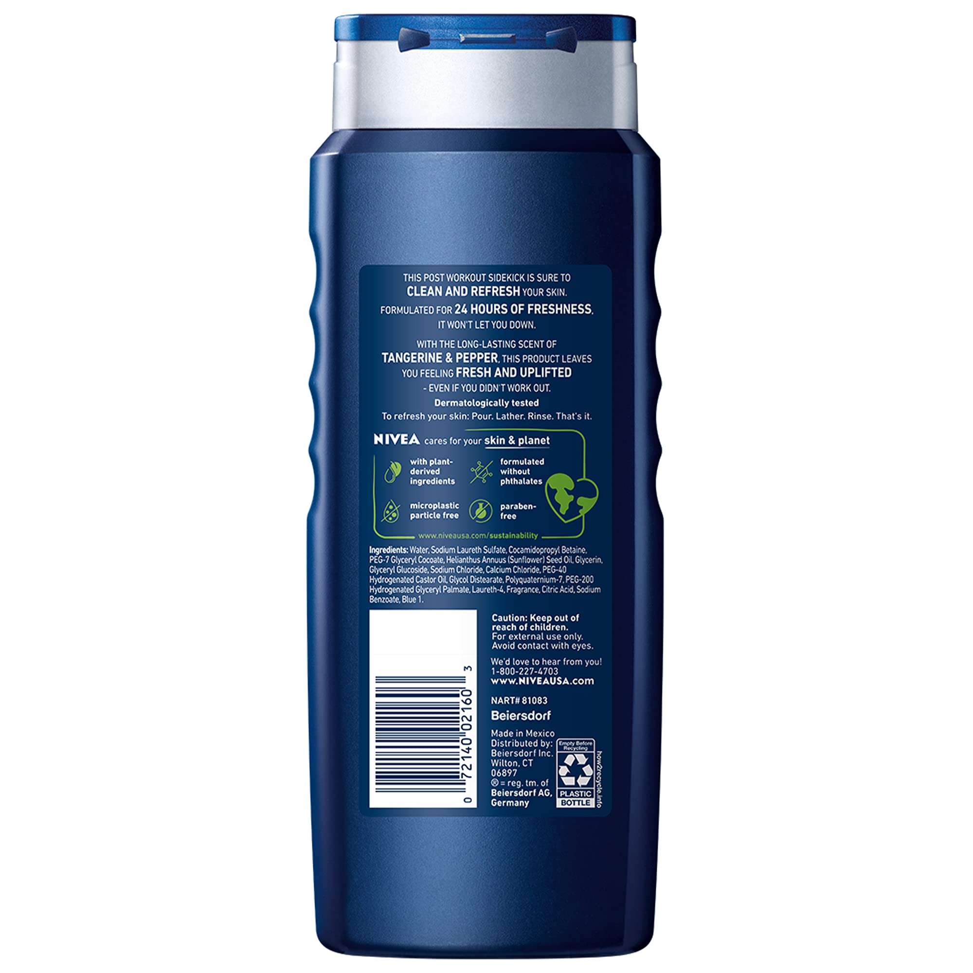 NIVEA MEN Sport Body Wash with Revitalizing Minerals, 16.9 Fl Oz Bottle