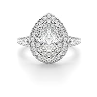 4 CT Pear Colorless Moissanite Engagement Ring for Women/Her, Wedding Bridal Ring Sets, Eternity Sterling Silver Solid Gold Diamond Solitaire 4-Prong Set for Her