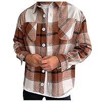 Men's Button Down Regular Fit Long Sleeve Plaid Flannel Cotton Casual Work Shirts Classic Checkered Brushed Soft Outdoor Shirts Jackets with Pocket(B Brown 3XL)