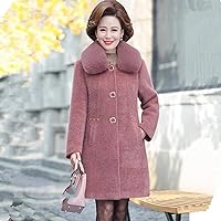 Women's Single Breasted Pea Coat - Elegant Mother Plus Size Fleece Coat, Mink Fleece Thicken Warm Jacket Autumn Win