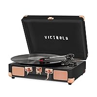 Victrola Vintage 3-Speed Bluetooth Portable Suitcase Record Player with Built-in Speakers | Upgraded Turntable Audio Sound|Black Rose Gold, Model Number: VSC-550BT-BRG