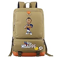 Large Capacity Laptop Bag Mbappe Casual Canvas Daypack Water-Resistant Graphic Backpack