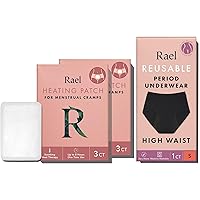Rael Bundle - Herbal Heating Pads for Cramps (Small, 8 Count) & Period Cotton Underwear for Women Panties (High Waist, Small, 1 Count)