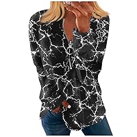 Womens Blouses,Long Sleeve Zipper Shirts for Women Print Graphic Tees Blouses Casual Plus Size Basic Tops Pullover