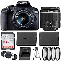 Canon EOS 2000D (Rebel T7) Digital SLR Camera with 18-55mm DC III Lens Kit (International Model) Professional Accessory Black