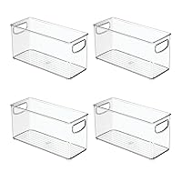 iDesign 4-Piece Recycled Plastic Small Stackable Kitchen Organizer Bin with Integrated Handles for Kitchen, Fridge, Freezer, Pantry & Cabinet Organization, The Linus Collection - 10
