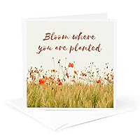 3dRose Greeting Card - Image with a text bloom where you are planted. - s Sayings Collection about SPRING