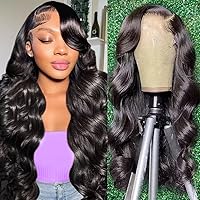 Lace Front Wigs Human Hair for Black Women Body Wave 13x4 HD Lace Frontal Wig 24 Inch Brazilian Virgin Human Hair Wigs Pre Plucked with Baby Hair 180% Density Natural Color