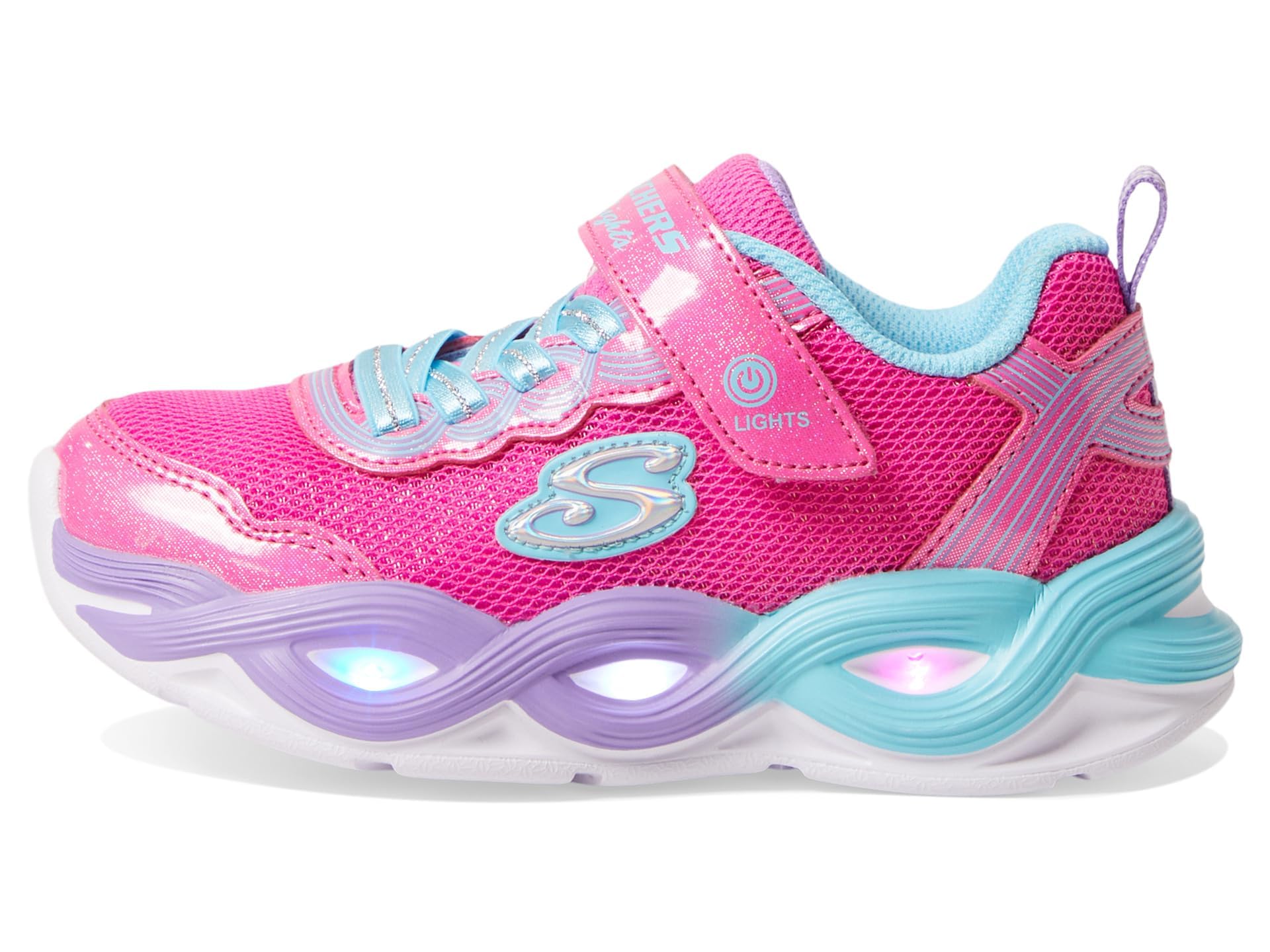 Skechers Girls Twisty Glow Sneaker, Hot Pink/Multi, 11 Little Kid