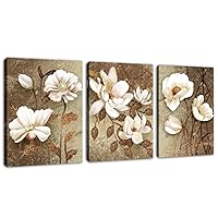 Vintage Wall Art Flowers Bedroom Wall Decor 3 Pieces Canvas Wall Art White Blossom Bathroom Living Room Decoration 12