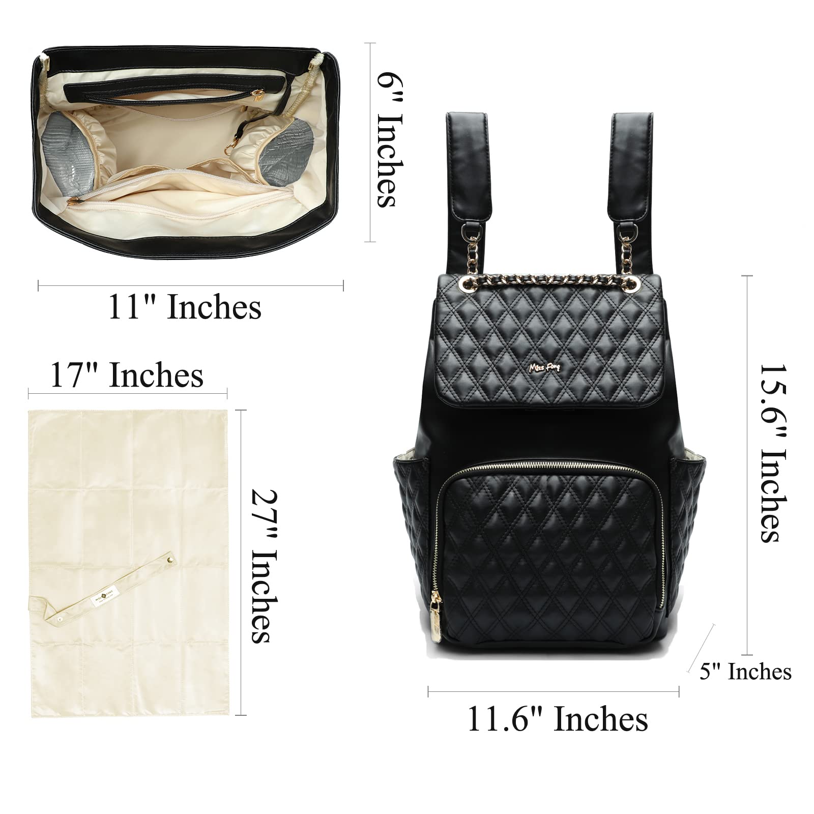 miss fong Leather Diaper Bag Backpack Baby Diaper Bag & Small Diaper Bag Bundle