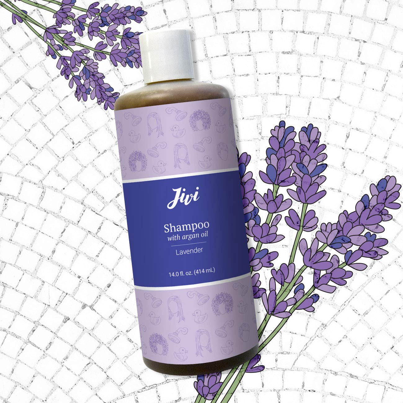Jivi Shampoo With Argan Oil (Lavender) | Daily Use Shampoo for Healthier Hair | 100% Natural with Organic Ingredients | Made for All Hair Types, Color Safe | 14 fl. oz