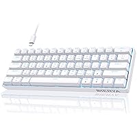 DIERYA 60% Mechanical Keyboard, DK61se Wired Gaming Keyboard with Blue Switches, LED Backlit Ultra-Compact 61 Keys Mini Office Keyboard for Windows Laptop PC Gamer Typist（White）
