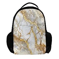 Travel Backpacks for Women,Mens Backpack,Classic White Gold Marble,Backpack