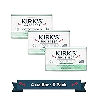 Kirk's Castile Bar Soap Clean Soap for Men, Women & Children | Premium Coconut Oil | Sensitive Skin Formula, Vegan | Soothing Aloe Vera | 4 oz. Bars - 3 Pack