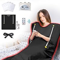 Sauna Blanket for Detoxification, Portable Far Infrared Sauna for Home Relaxation Infrared Blanket Sauna with 113-176℉, Home Sauna Heating with Remote, Calm Your Body and Mind (Black)