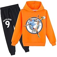 Boy Girls Erling Haaland Pullover Hoodie and Jogger Pants-2 Pcs Clothes Set Hood Sweatshirt in 9 Colors