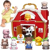 KMUYSL Toys for 1 2 3 Years Old Boys Girls, Big Red Barn Farm Animal Playset for Boys Girls, Learning Toys, Montessori Toys, Christmas Birthday Easter Gift for Baby Kids Toddlers Age 12-18 Months