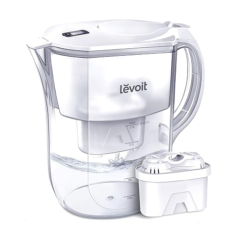 Levoit LV110WP Water Filter Pitcher for Tap and Drinking Water with 1 Standard Filter, Lasts 2 Months, 10 Cups Capacity, BPA Free, White