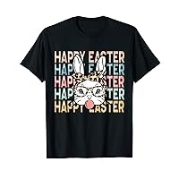 Bunny Face Leopard Glasses Headband Happy Easter Day T-Shirt