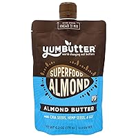 Superfood Almond Butter by Yumbutter, Gluten Free, Vegan, Non GMO, 6.2oz Pouch