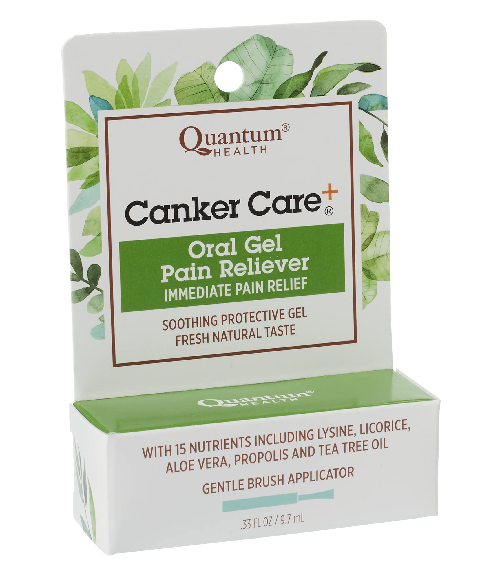 Quantum Health Canker Care+ Oral Gel Pain Reliever|Provides Immediate Pain Relief|Soothing Protective Gel|Fresh Natural Taste|Formulated with 15 Nutrients|0.33 Ounce