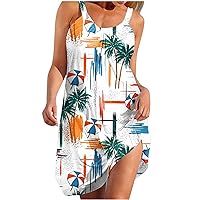 Black of Friday Deals Now Women's Summer Tropical Print Tank Dress, Loose Sleeveless Cami Dresses Trendy Casual Beach Holiday Dress Flowy Sundress Work Dresses for Women 2024
