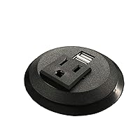 UL Listed Power Plug in-Desk Power Center Table Top Grommet Furniture Power Data Hub-2 USB Port Conference Table Connetivity Box (Black - 2