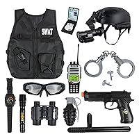 RedCrab Kids SWAT Police Costumes Set, Officer Pretend Deluxe Set Uniform Outfit Role-playing Toys, Halloween Christmas Gift for Boys Costumes, SWAT Police Gear Dress Up for Kids
