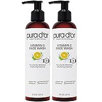 Vitamin C Face Wash (8oz x 2 = 16oz) Antioxidant Rich Brightening Cleanser For Radiant Glow & Even Skin Tone - Hydrating, Refreshing & Nurturing, Sulfate & Paraben Free Gentle Formula