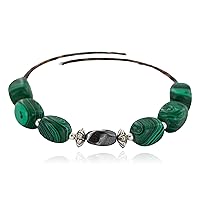 $80Tag Certified Navajo Malachite Native American Adjustable Wrap Bracelet 13166-2 Made by Loma Siiva
