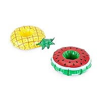 Tutti Drink Floaties for Standard Cups and Cans Pool Party or Beach Fruit Inflatables, Watermelon and Pineapple, Set of 2