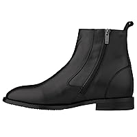 Men's Invisible Height Increasing Elevator Shoes - Premium Leather Slip-on Chelsea Boots - 2.6 Inches Taller