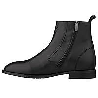 TOTO Men's Invisible Height Increasing Elevator Shoes - Premium Leather Slip-on Chelsea Boots - 2.6 Inches Taller