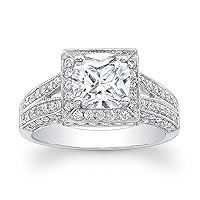 1.90ct GIA Cushion & Round Cut Diamond Engagement Ring in Platinum