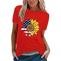 Corset Tops for Women Bodysuit Plus Size Women's Casual Independent Sun Sunflower Print T Shirt Short Sleeve S