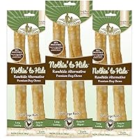Nothing to Hide Natural Rawhide Alternative Large 10'' Rolls for Dogs - 3 Pack (6 Chews) Premium Grade Easily Digestible Chews - Great for Dental Health (Chicken)