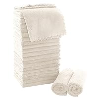 Ultra Soft Premium Washcloths Set - 12 x 12 inches - 24 Pack - Quick Drying - Highly Absorbent Coral Velvet Bathroom Wash Clothes - Use as Bath, Spa, Facial, Fingertip Towel (Cream)