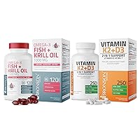 Vitamin K2 (MK7) with D3 Supplement Omega-3 Fish + Krill Oil 1000 MG