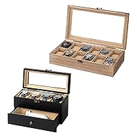 Watch Box Case Organizer Display Storage with Jewelry Drawer for Men Women Gift, Wood Black 9B9DLCGX 9S64S3SD
