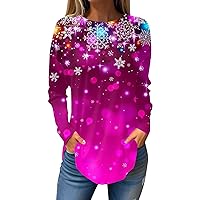 Womens Tops Christmas Graphic Shirts Long Sleeve Tunic Tops Crew Neck Sexy Blouse Plus Size Winter Clothes