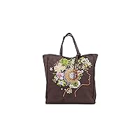 Handmade Handbag For Women, Embroidery Designer Storage Suede Human Pattern Tote Bag