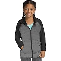 Hanes Big Girl's Tech Fleece Raglan Zip Hood Sweater, Stealth Heather, Small