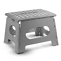Handy Laundry Folding Step Stool - The Lightweight Step Stool is Sturdy Enough to Support Adults and Safe Enough for Kids. Opens Easy with One Flip. Great for Kitchen, Bathroom or Bedroom. (Grey)