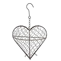 Indoor Hanging Planter Holder Heart Shape Succulent Flower Pot Decor Basket Rustic Iron Wire Wreath Frame Succulent Pot Hanging Wall Air Plant Holder Garden Metal