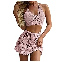 Strapless Bathing Suits for Women Over 50 High Waisted Swimsuit Bottoms Pink