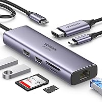 UGREEN Revodok 107 USB C Hub 7 in 1 Gigabit Ethernet 4K@60Hz HDMI, 100W PD Charging, SD/TF Card Reader, 2 USB A Data Ports Compatible with Mac M1, M2, M3, iPad, iPhone 15 Pro/Pro Max, Steam Deck