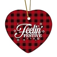 Feelin' Festive Housewarming Gift New Home Gift Hanging Keepsake Wreaths for Home Party Commemorative Pendants for Friends 3 Inches Double Sided Print Ceramic Ornament.