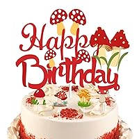 Happy Birthday Cake Topper Red Glitter Birthday Cake Decoration Birthday Party Supplies for Boys Girls Kids