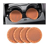 Car Cup Holder Coaster, 4 Pack 2.75 Inch Diameter Non-Slip Universal Insert Coaster, Durable, Suitable for Most Car Interior, Car Accessory for Women Men (Orange)
